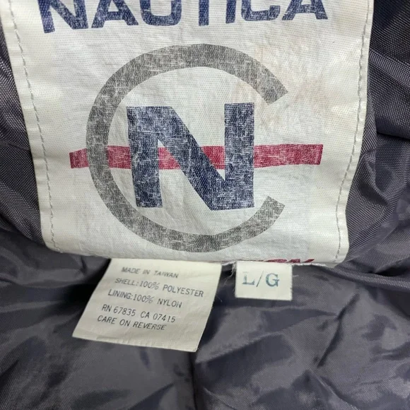 Vtg 90s Nautica Competition Men L Baggy Spell Out 2 Piece Windbreaker Track Suit